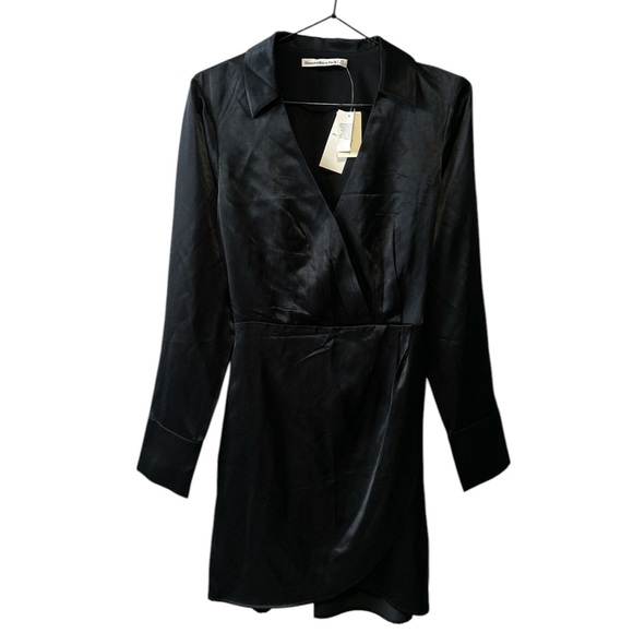 Abercrombie & Fitch Black Satin Mini Dress - Size XS - Picture 1 of 3
